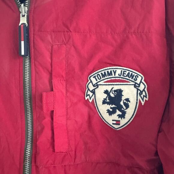 Vintage Tommy Hilfiger Mens Jacket Reversible Fleece Size Med Y2K Spell out Hood - Picture 7 of 11